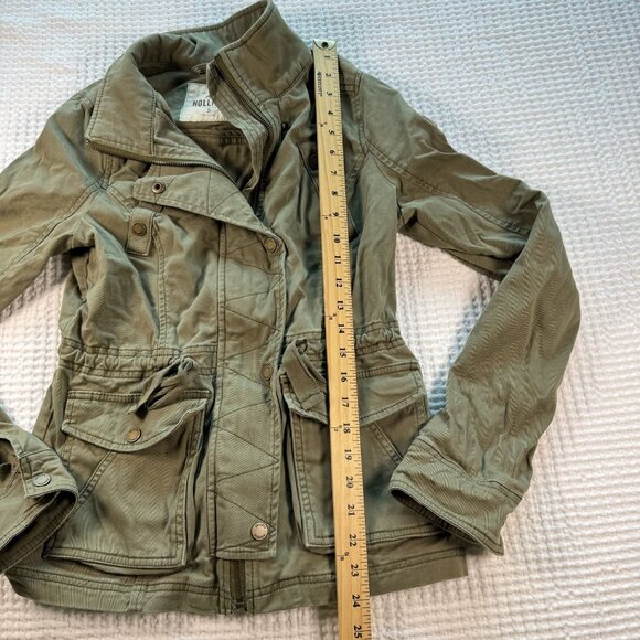 Hollister Womens Olive Green Utility Jacket With Snap Buttons & Pockets Size S - Picture 8 of 9